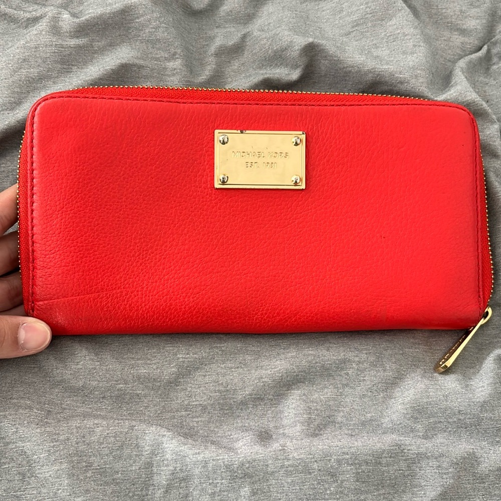 Michael Kors Leather Orange Wristlet